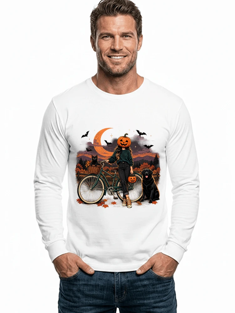 spooky season fahrrad damen t shirt langarmshirt white