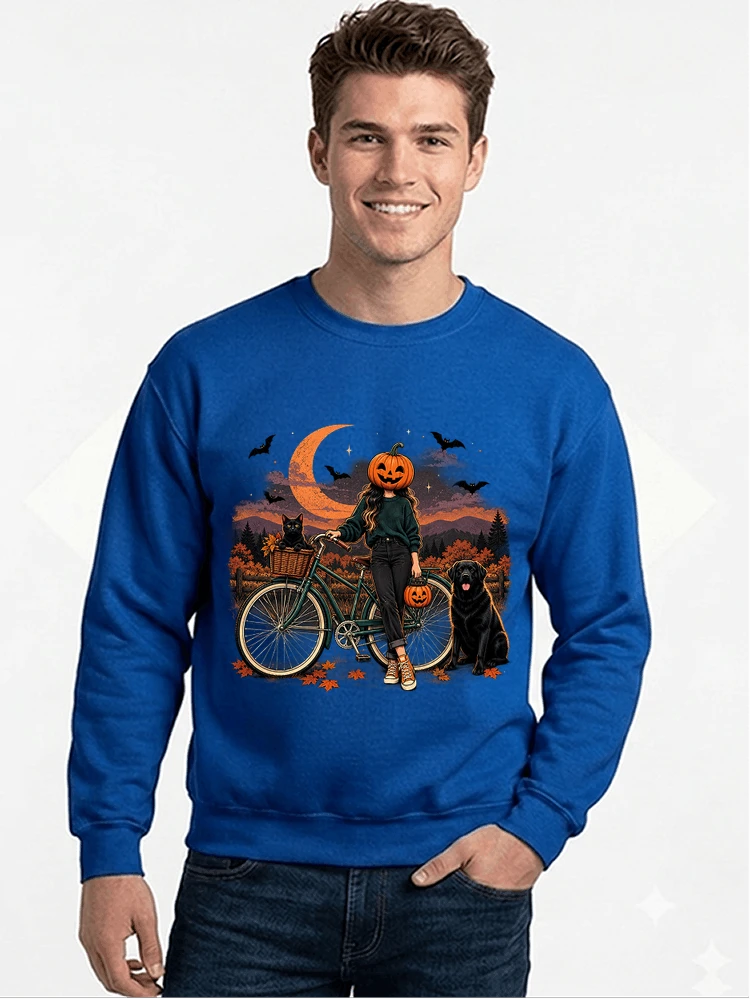 spooky season fahrrad damen t shirt sweatshirt mit rundhalsausschnitt royal blue