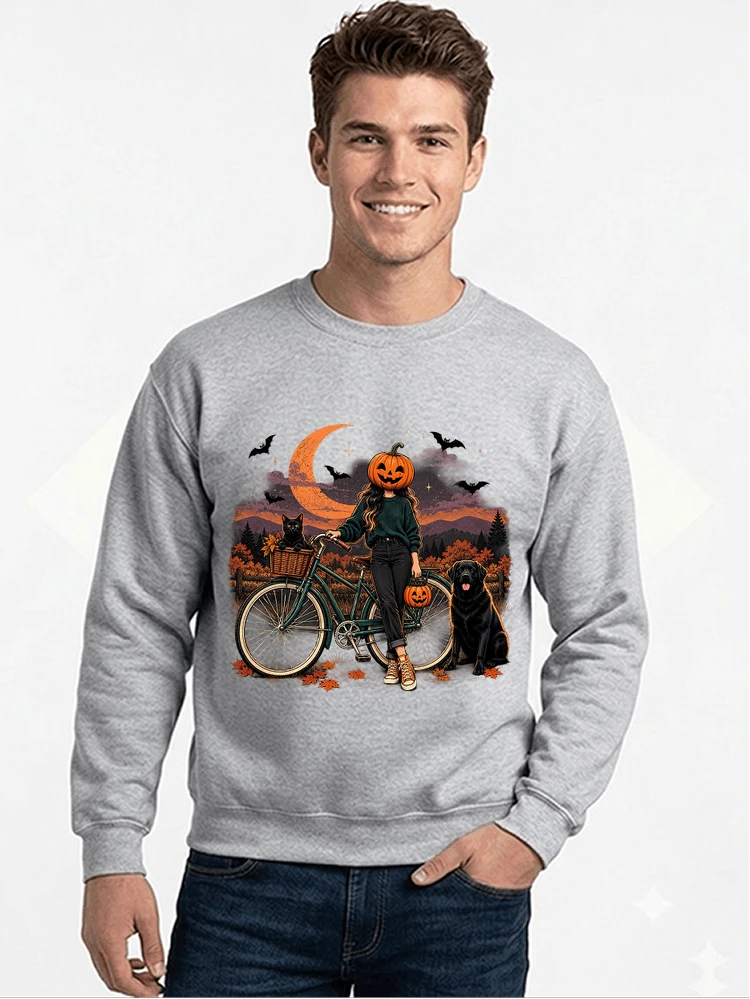 spooky season fahrrad damen t shirt sweatshirt mit rundhalsausschnitt sport grey