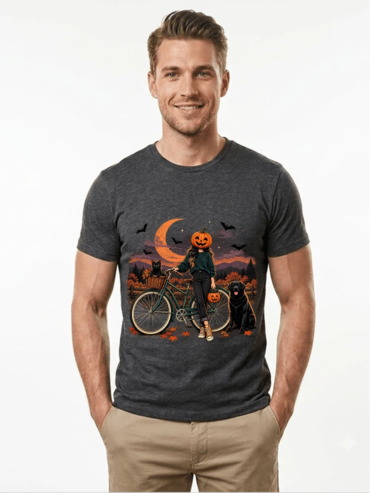 spooky season fahrrad damen t shirt t shirt anthracite melange