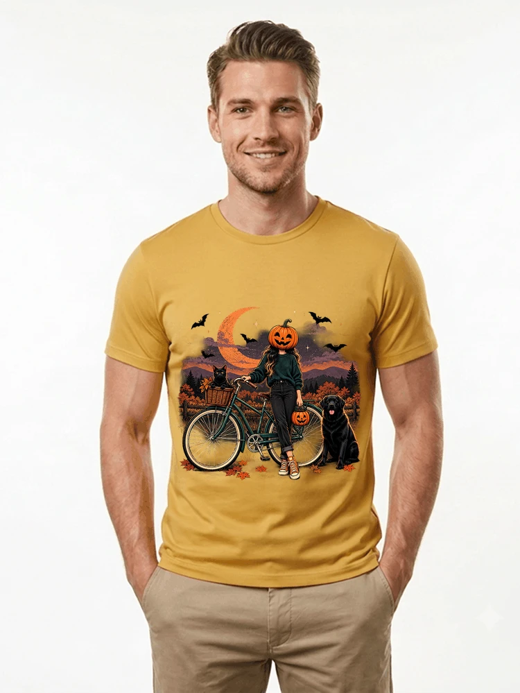 spooky season fahrrad damen t shirt t shirt gold