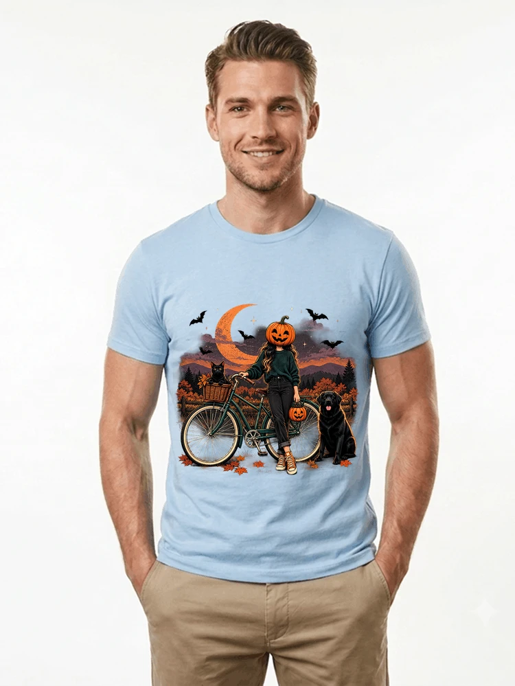 spooky season fahrrad damen t shirt t shirt light blue