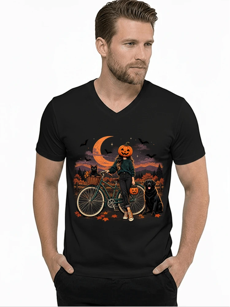 spooky season fahrrad damen t shirt t shirt mit v ausschnitt black