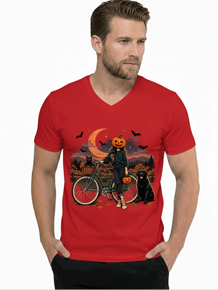 spooky season fahrrad damen t shirt t shirt mit v ausschnitt red