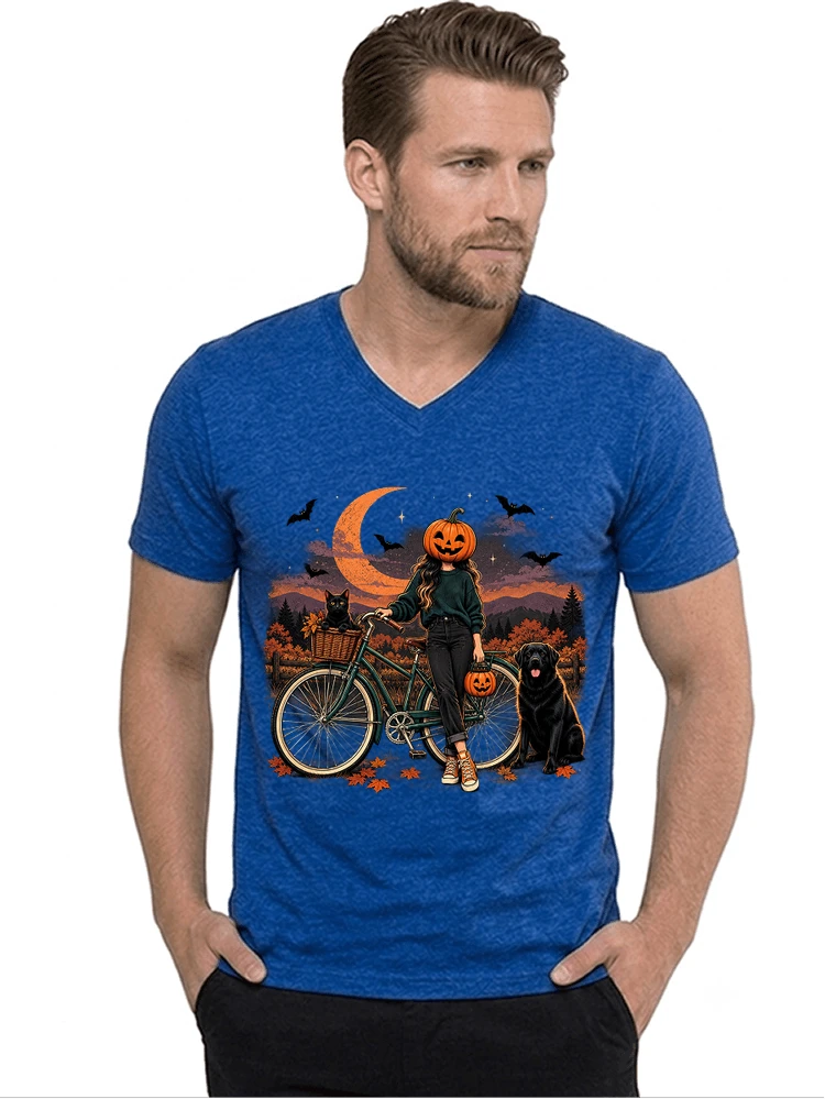 spooky season fahrrad damen t shirt t shirt mit v ausschnitt royal blue