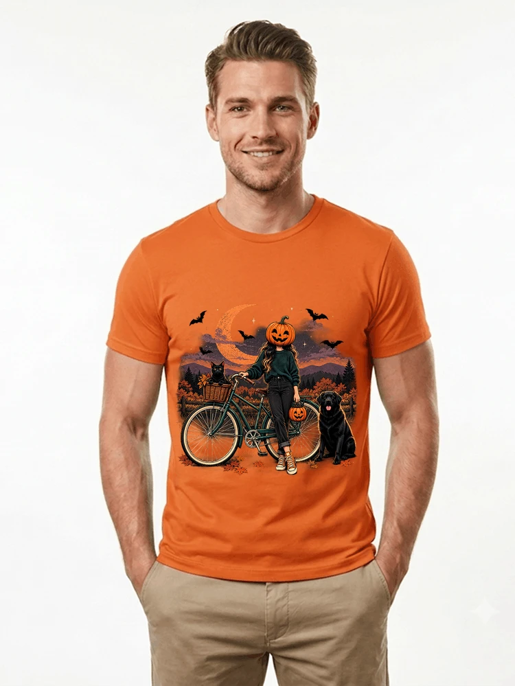 spooky season fahrrad damen t shirt t shirt orange