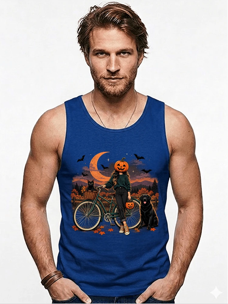 spooky season fahrrad damen t shirt tanktop royal blue