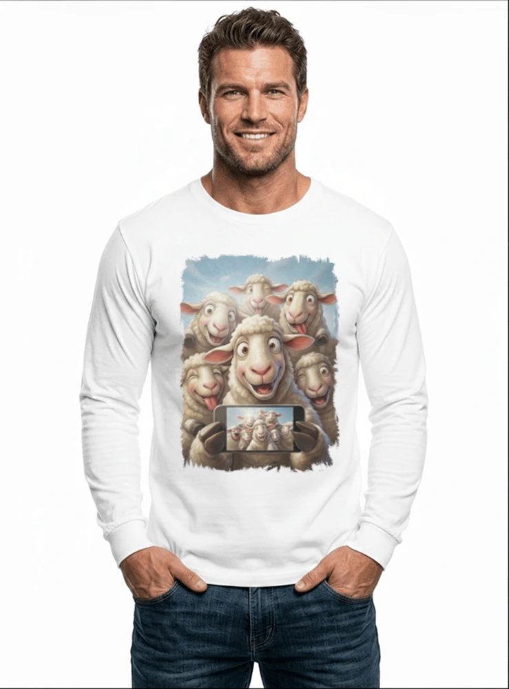 T-Shirt mit Lustigen Schafen Perfektes Geschenk für Schaf-Fans Schaf Selfie T-Shirt Motiv