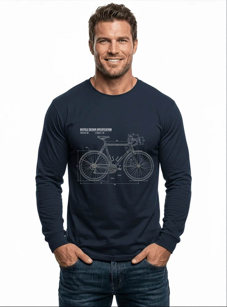 unisex t shirt fahrrad bauplan retro bike blueprint grafik design perfekte geschenkidee fr radsport fahrrad fans langarmshirt navy