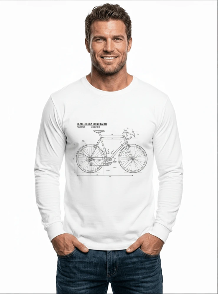 unisex t shirt fahrrad bauplan retro bike blueprint grafik design perfekte geschenkidee fr radsport fahrrad fans langarmshirt white