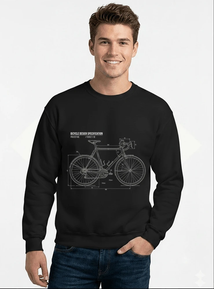 unisex t shirt fahrrad bauplan retro bike blueprint grafik design perfekte geschenkidee fr radsport fahrrad fans sweatshirt mit rundhalsausschnitt black