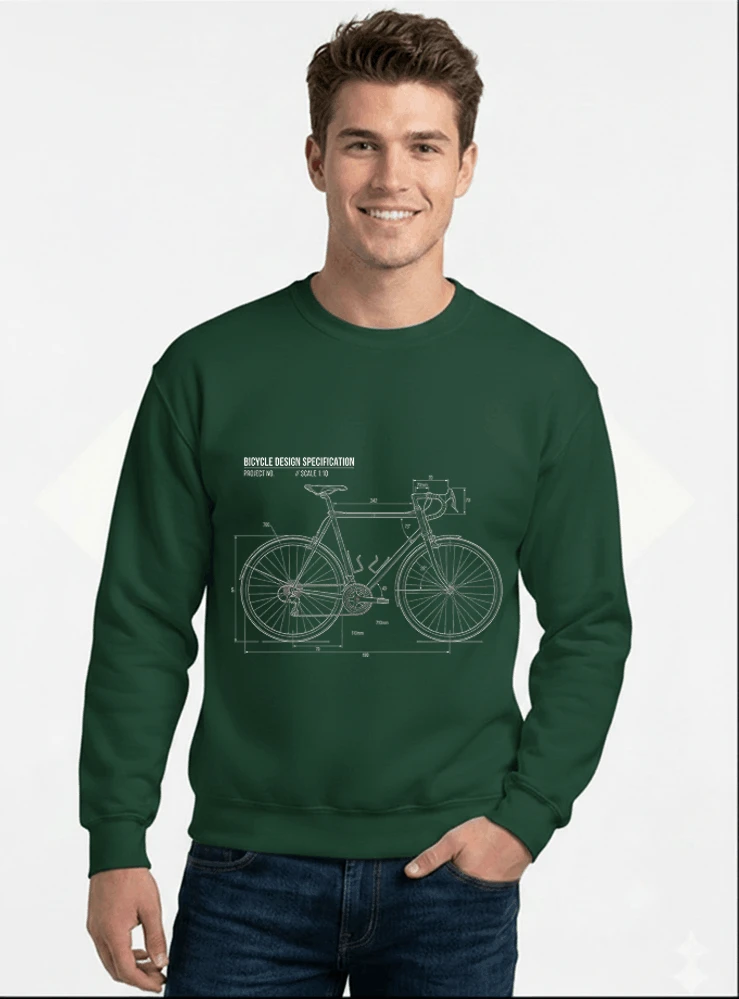 unisex t shirt fahrrad bauplan retro bike blueprint grafik design perfekte geschenkidee fr radsport fahrrad fans sweatshirt mit rundhalsausschnitt forest green