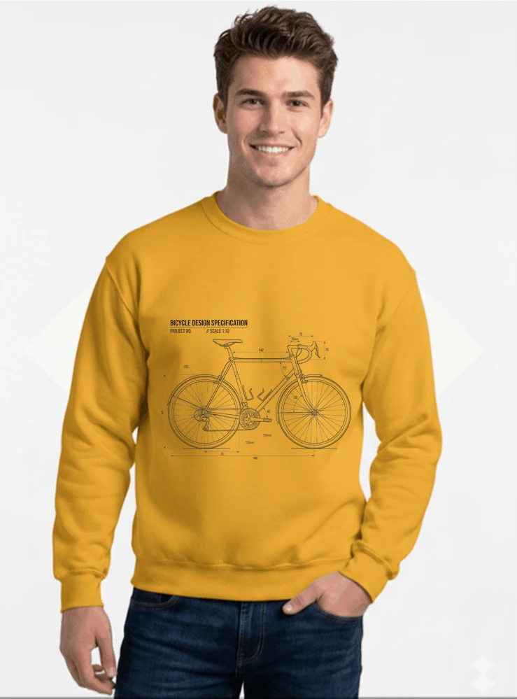 unisex t shirt fahrrad bauplan retro bike blueprint grafik design perfekte geschenkidee fr radsport fahrrad fans sweatshirt mit rundhalsausschnitt gold