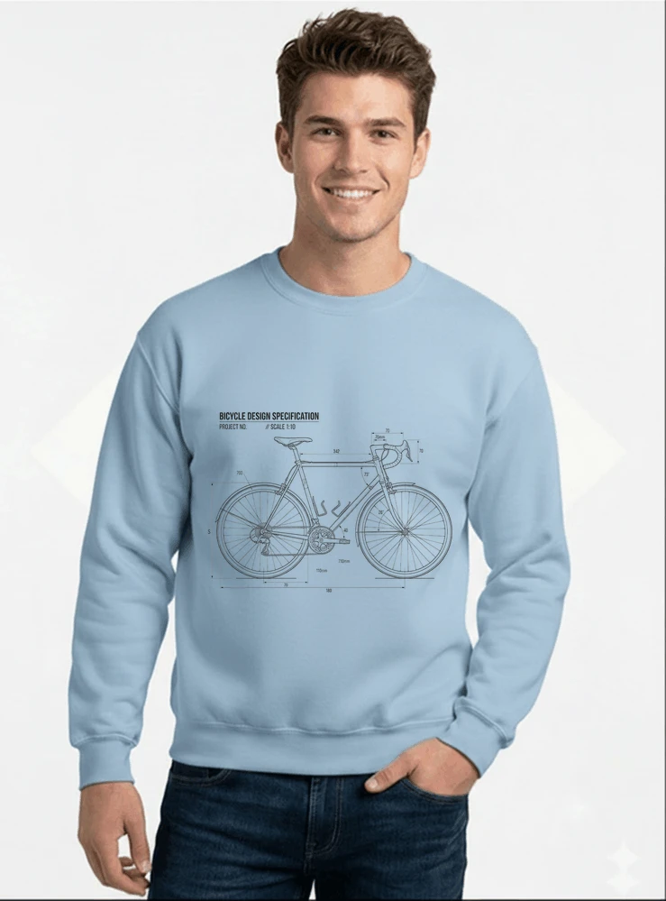 unisex t shirt fahrrad bauplan retro bike blueprint grafik design perfekte geschenkidee fr radsport fahrrad fans sweatshirt mit rundhalsausschnitt light blue