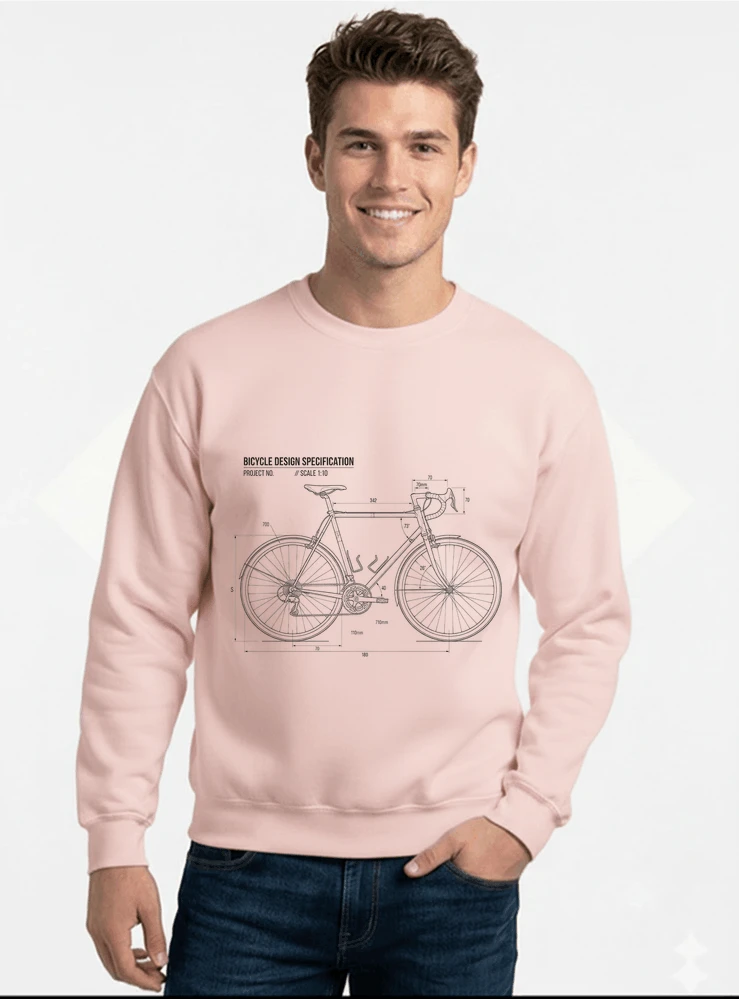 unisex t shirt fahrrad bauplan retro bike blueprint grafik design perfekte geschenkidee fr radsport fahrrad fans sweatshirt mit rundhalsausschnitt light pink