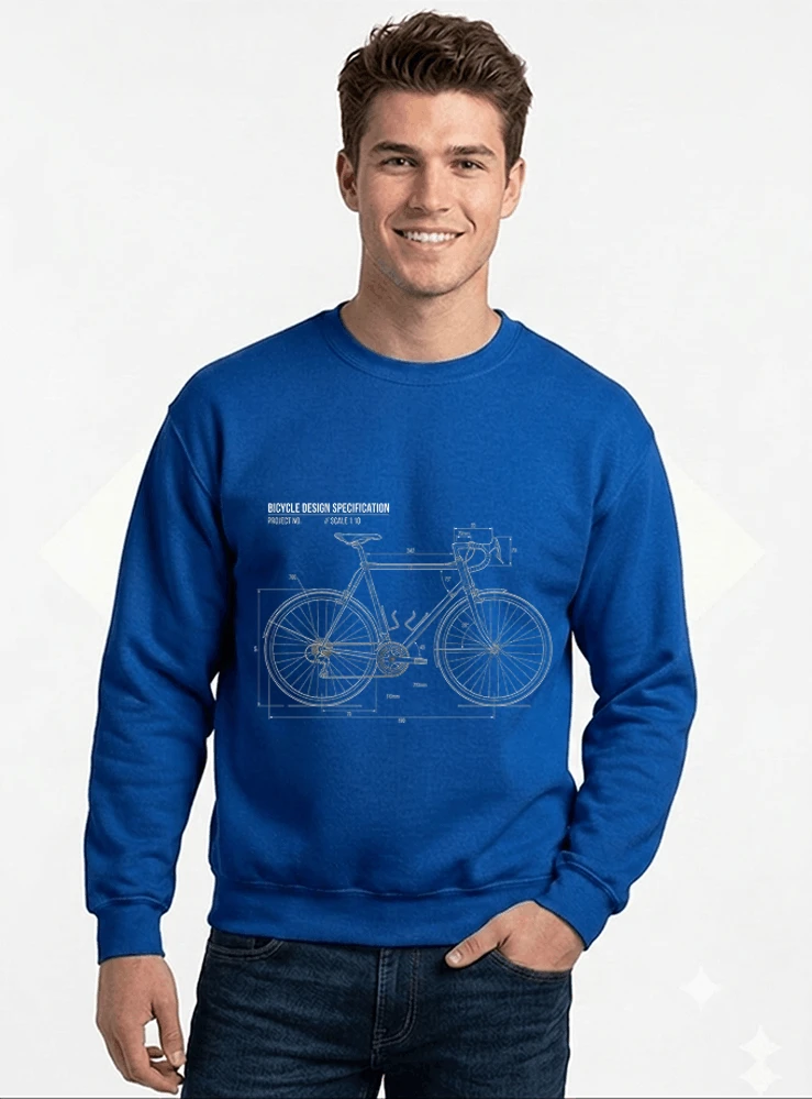 unisex t shirt fahrrad bauplan retro bike blueprint grafik design perfekte geschenkidee fr radsport fahrrad fans sweatshirt mit rundhalsausschnitt royal blue