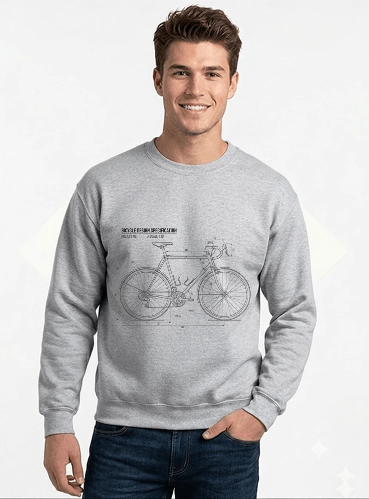unisex t shirt fahrrad bauplan retro bike blueprint grafik design perfekte geschenkidee fr radsport fahrrad fans sweatshirt mit rundhalsausschnitt sport grey