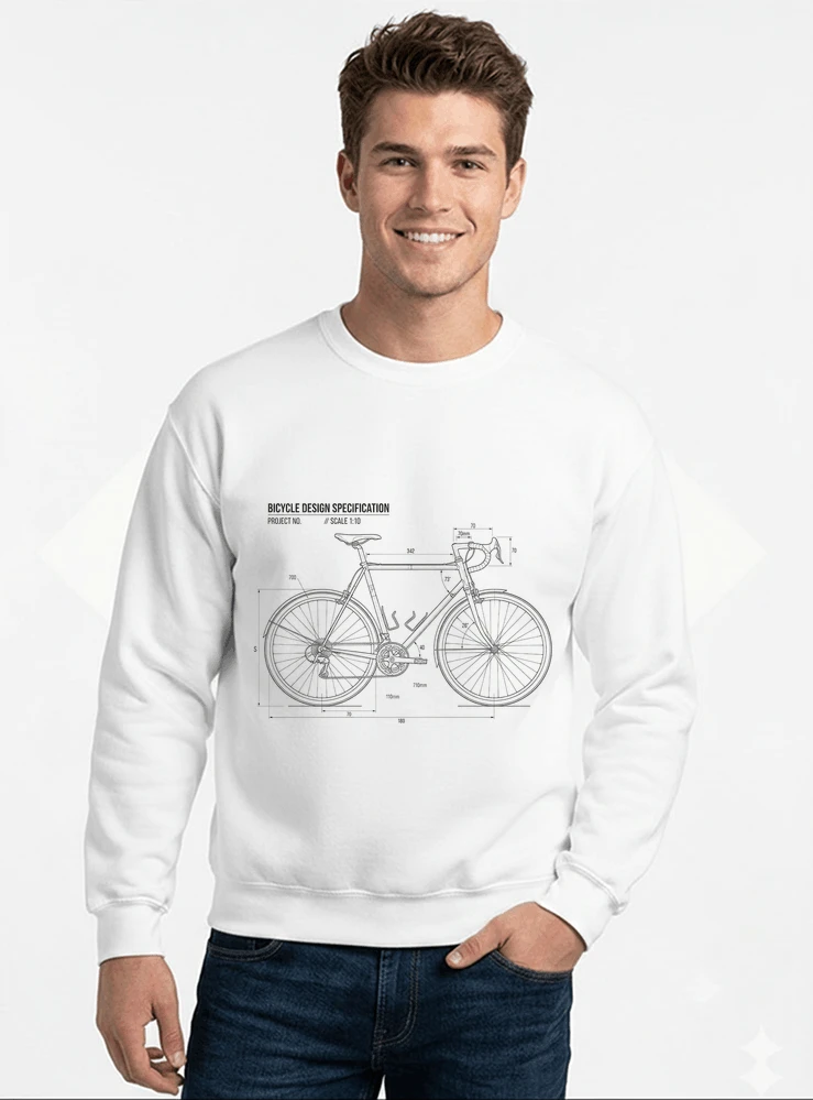 unisex t shirt fahrrad bauplan retro bike blueprint grafik design perfekte geschenkidee fr radsport fahrrad fans sweatshirt mit rundhalsausschnitt white