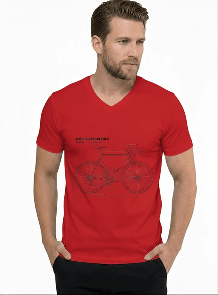 unisex t shirt fahrrad bauplan retro bike blueprint grafik design perfekte geschenkidee fr radsport fahrrad fans t shirt mit v ausschnitt red