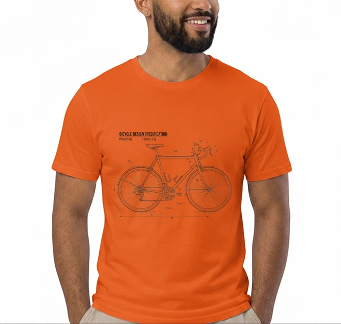 unisex t shirt fahrrad bauplan retro bike blueprint grafik design perfekte geschenkidee fr radsport fahrrad fans t shirt orange