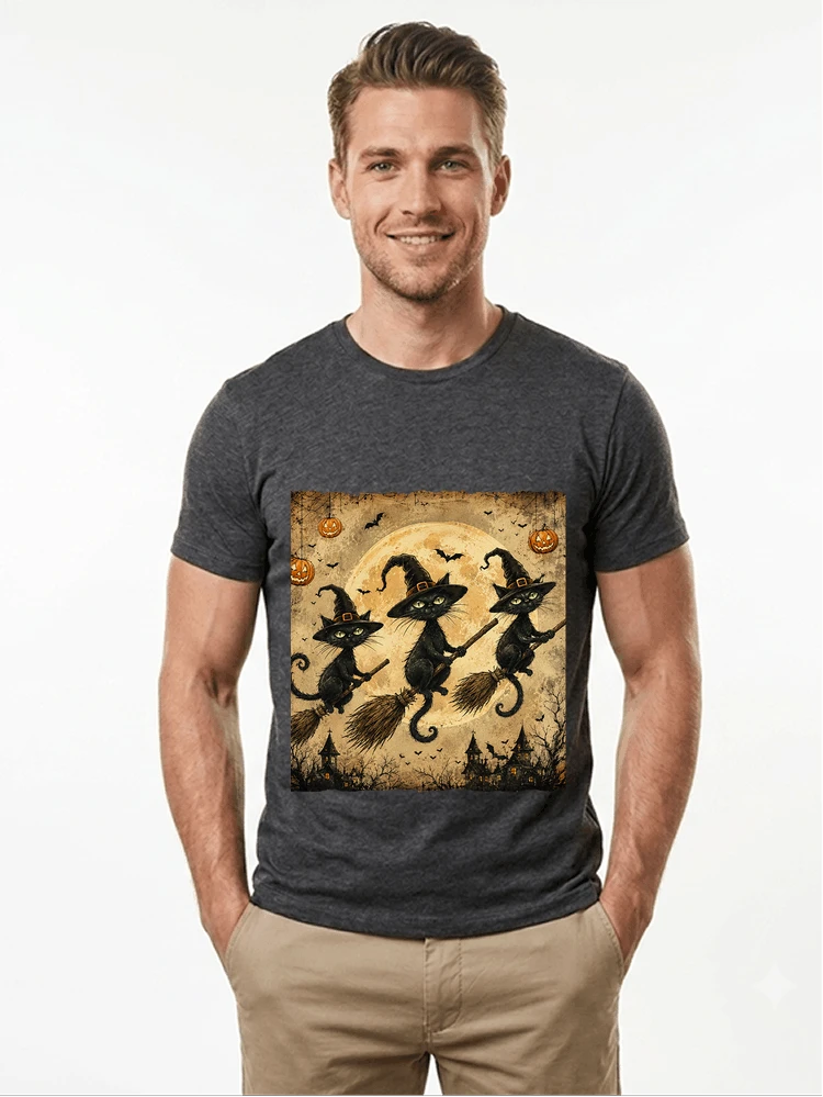 Vintage Halloween Shirt Schwarze Katze