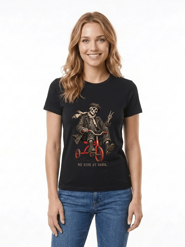 vintage t shirt mit skelett grafiklustiges halloween shirt fr biker damen t shirt black
