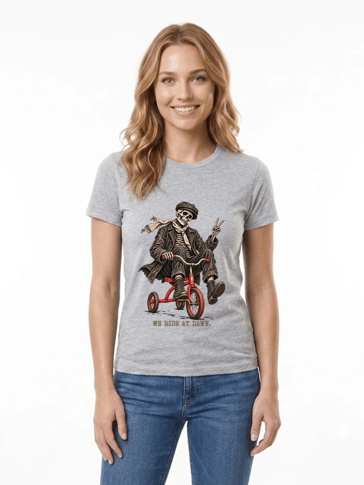 vintage t shirt mit skelett grafiklustiges halloween shirt fr biker damen t shirt sport grey