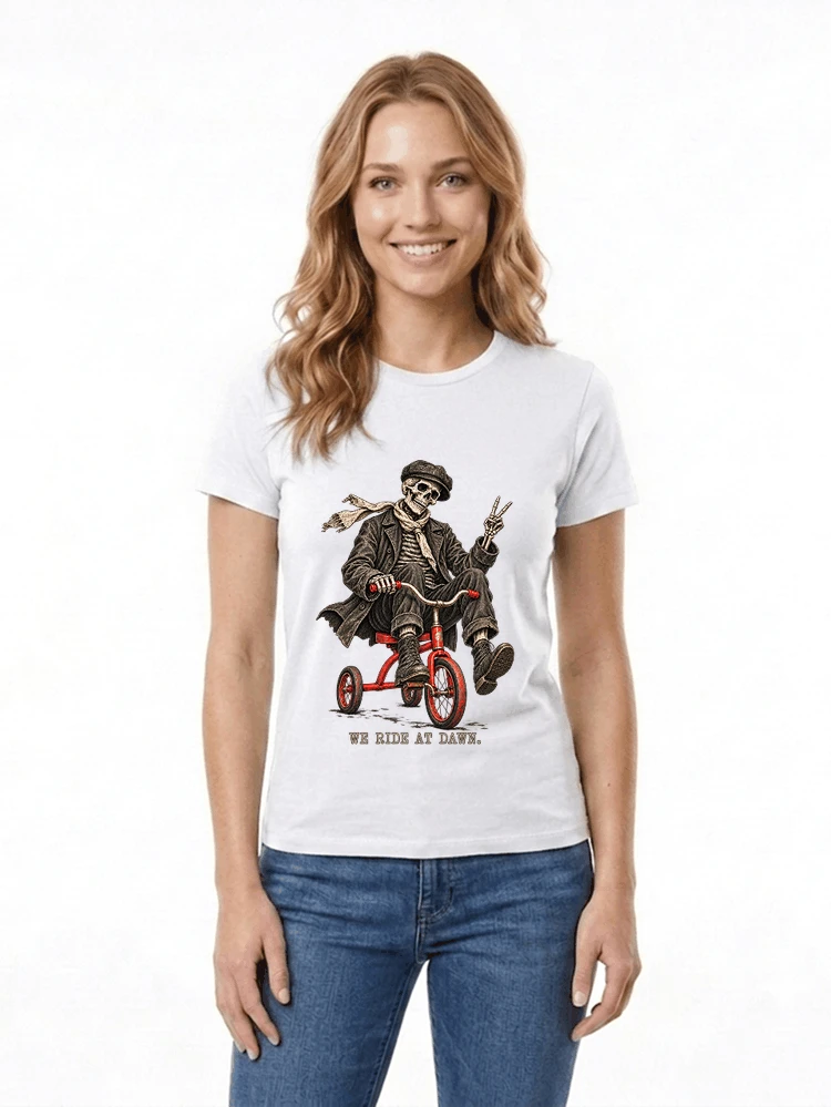 vintage t shirt mit skelett grafiklustiges halloween shirt fr biker damen t shirt white