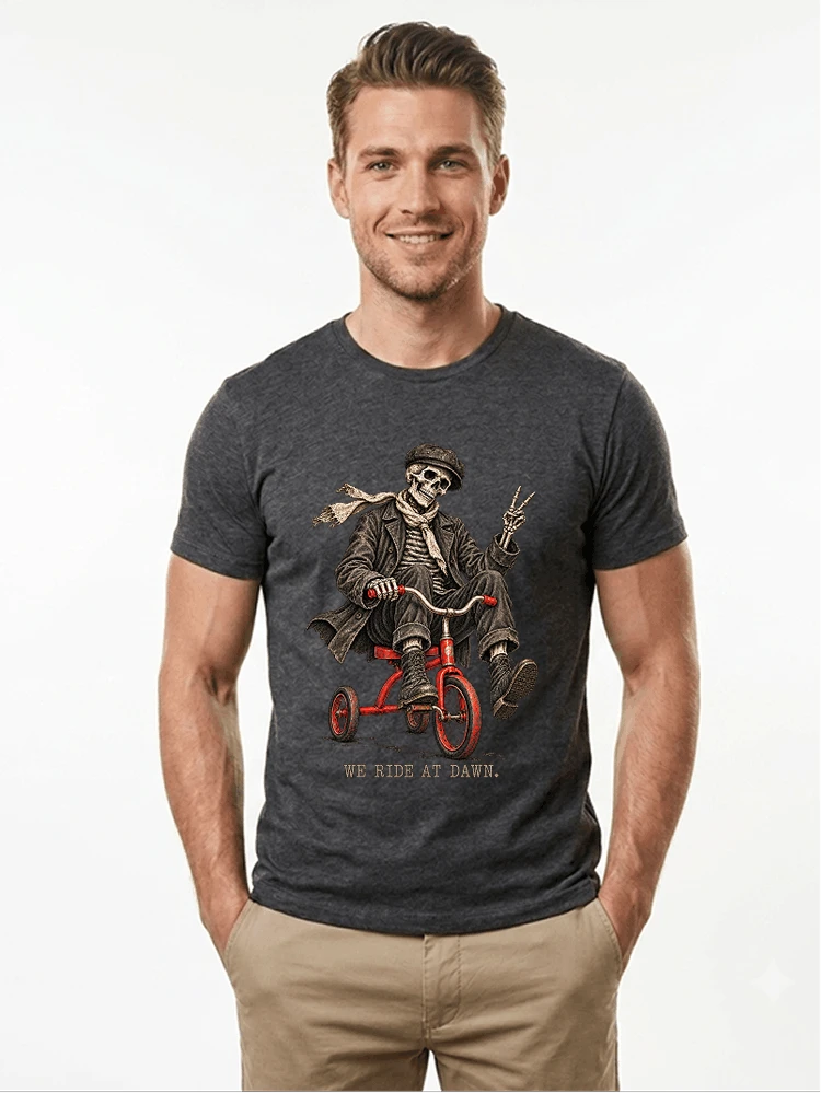 vintage t shirt mit skelett grafiklustiges halloween shirt fr biker t shirt anthracite melange