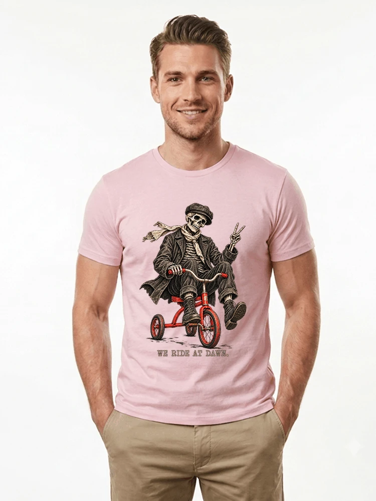 vintage t shirt mit skelett grafiklustiges halloween shirt fr biker t shirt light pink