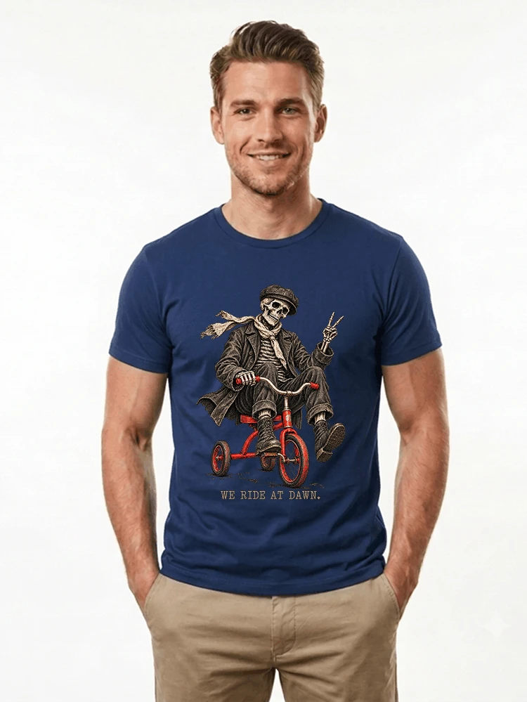 vintage t shirt mit skelett grafiklustiges halloween shirt fr biker t shirt navy