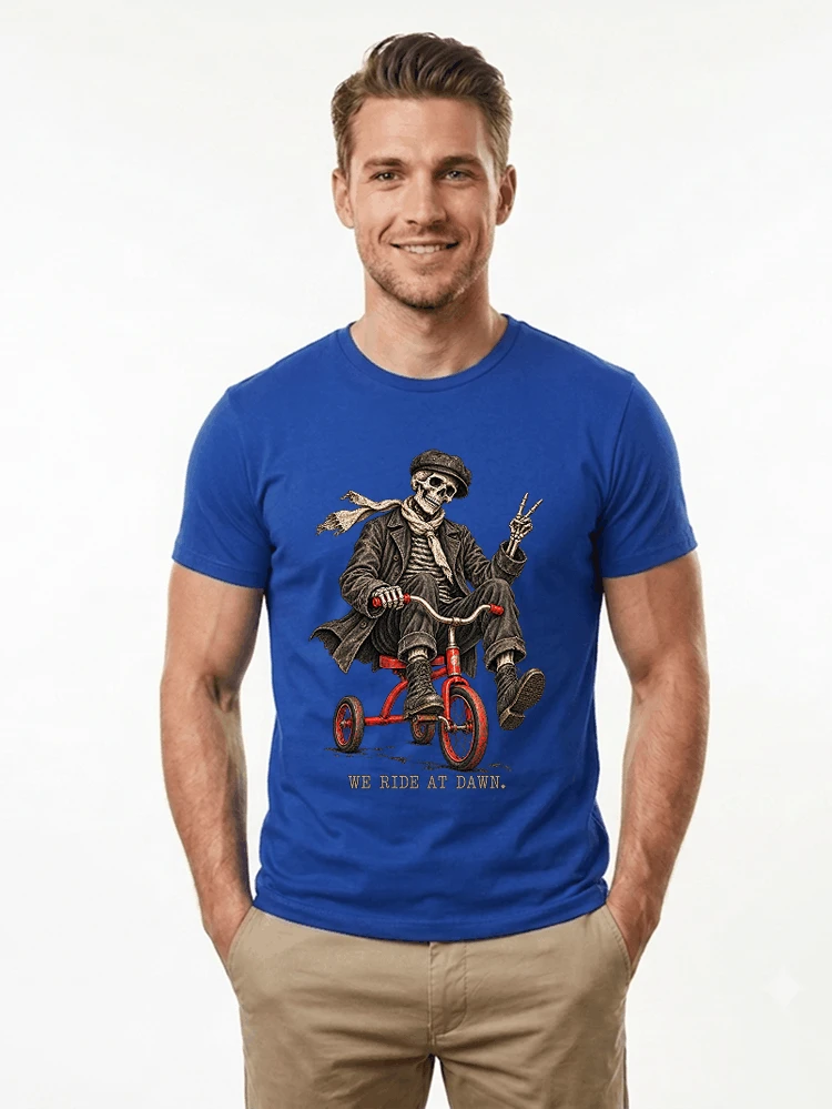 vintage t shirt mit skelett grafiklustiges halloween shirt fr biker t shirt royal blue
