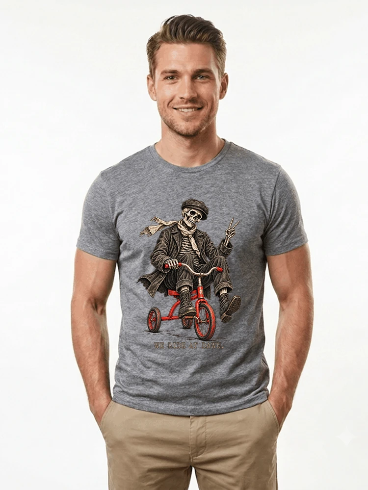 vintage t shirt mit skelett grafiklustiges halloween shirt fr biker t shirt sport grey