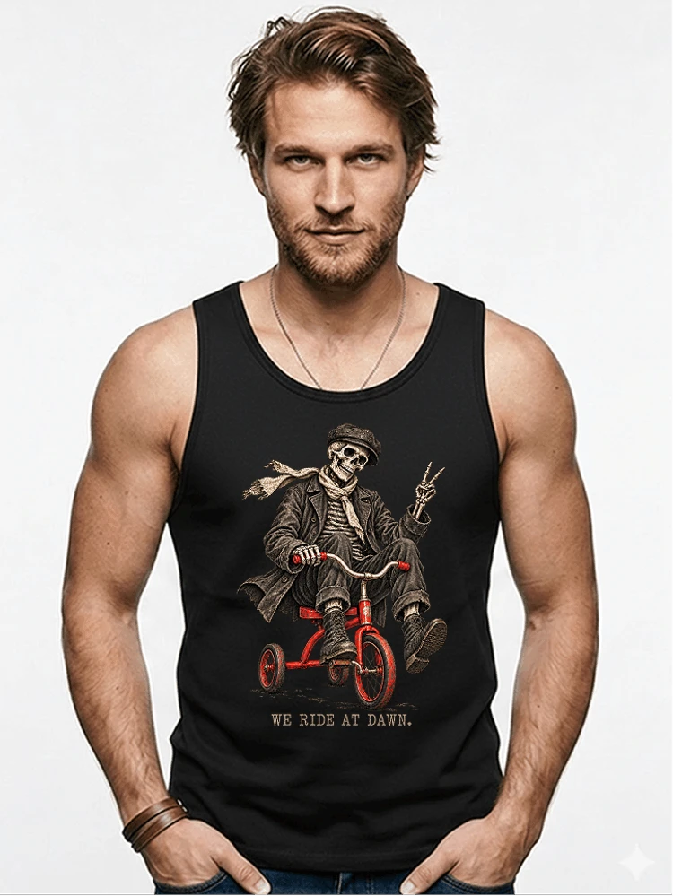 vintage t shirt mit skelett grafiklustiges halloween shirt fr biker tanktop black