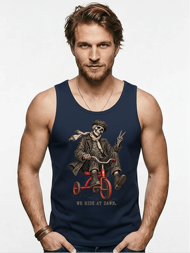 vintage t shirt mit skelett grafiklustiges halloween shirt fr biker tanktop navy