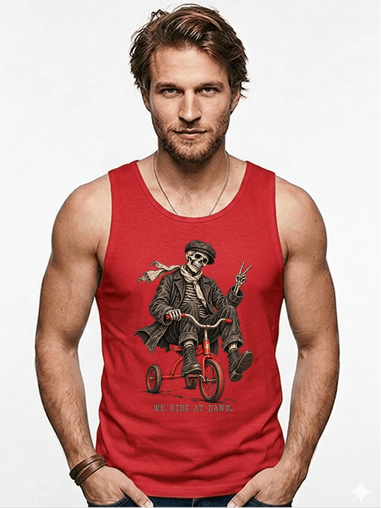 vintage t shirt mit skelett grafiklustiges halloween shirt fr biker tanktop red