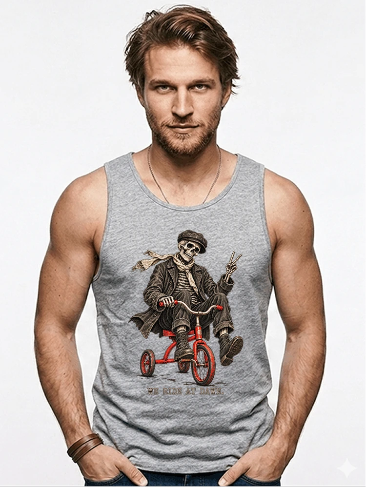 vintage t shirt mit skelett grafiklustiges halloween shirt fr biker tanktop sport grey