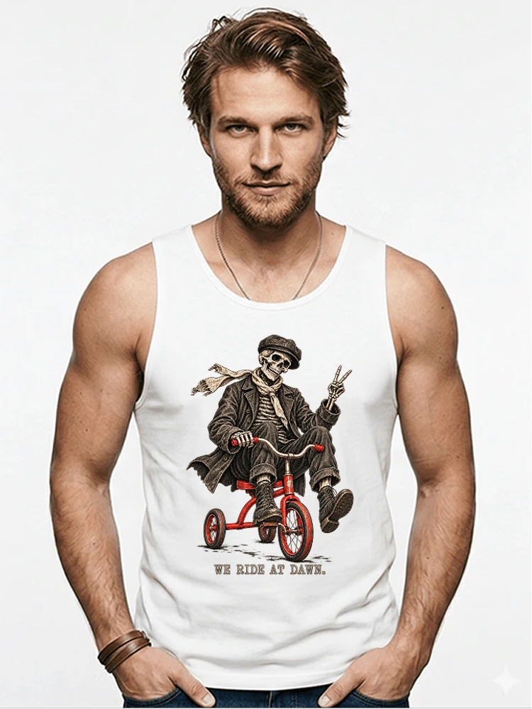 vintage t shirt mit skelett grafiklustiges halloween shirt fr biker tanktop white